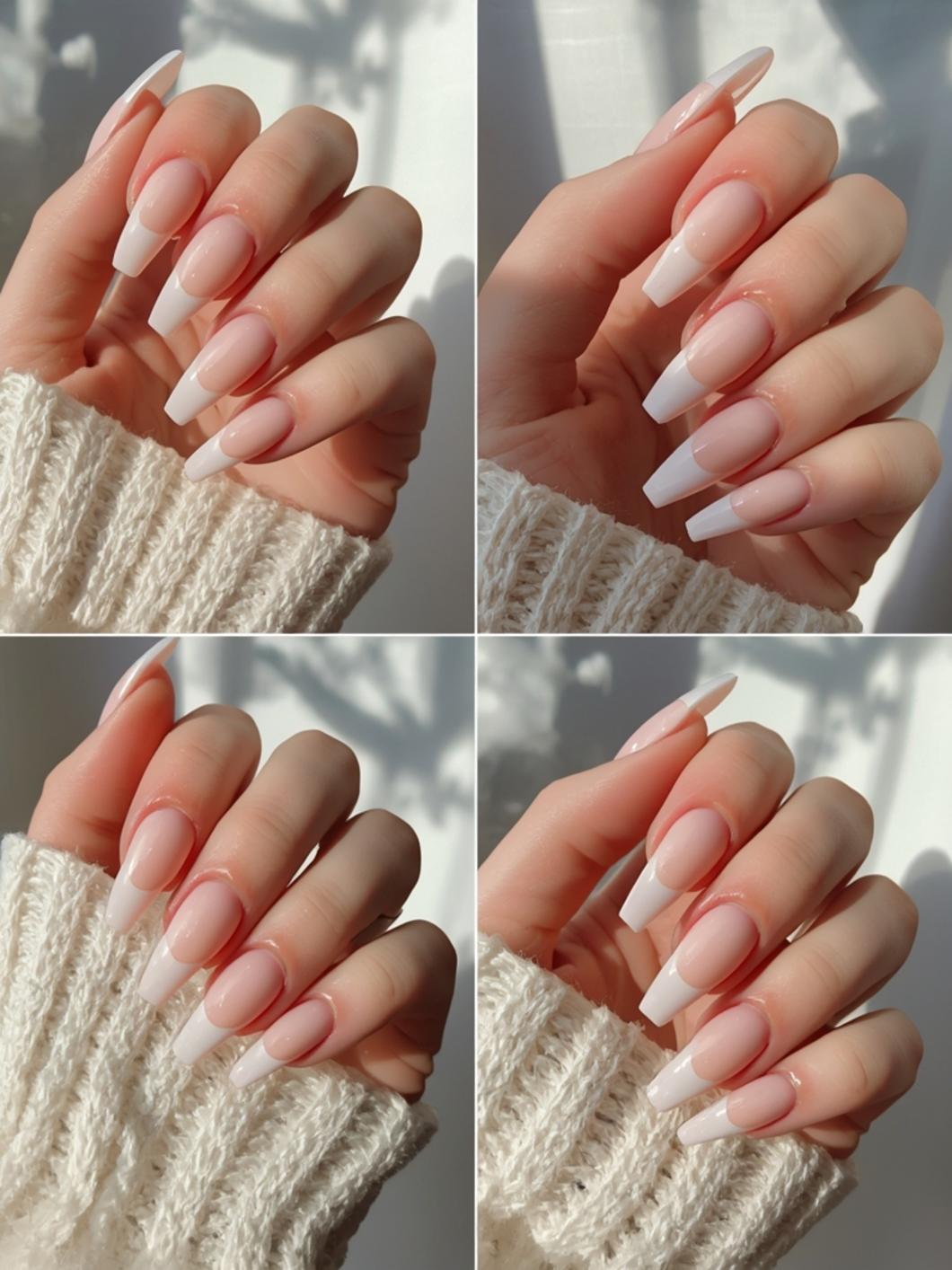 Design ideas coffin french tip acrylic nails
