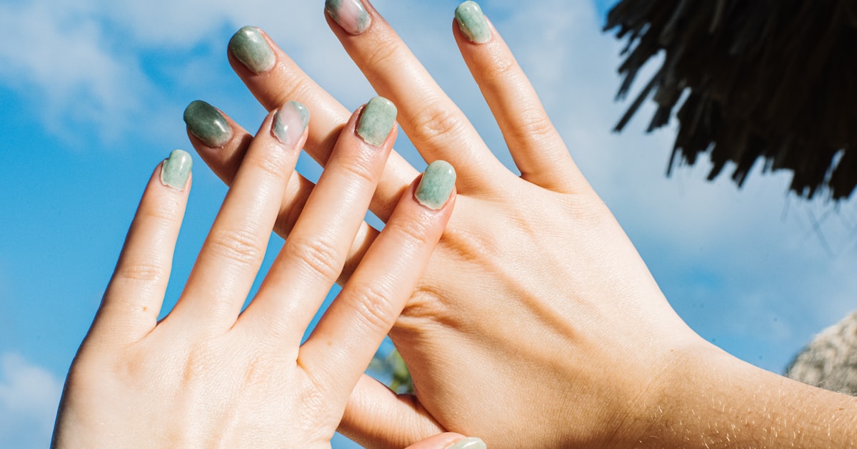 Matcha green summer nails, one of 2026's fastest-rising shades